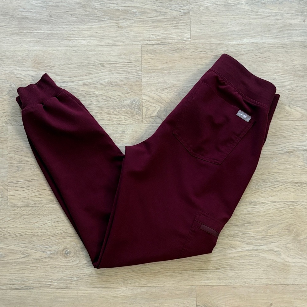 Figs Women’s Burgundy Jogger Scrub Pants - Picture 5 of 5
